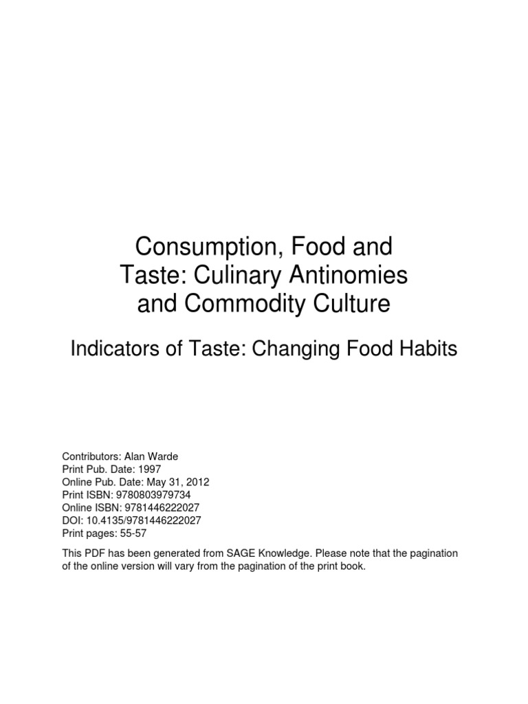 alan warde consumption food and taste